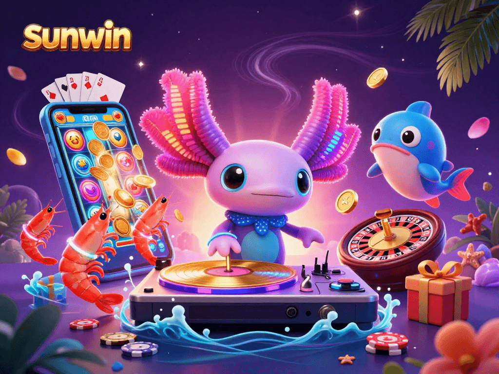 Experience sunwin's excitement with vibrant 3D gaming, golden coins, and animated underwater characters!