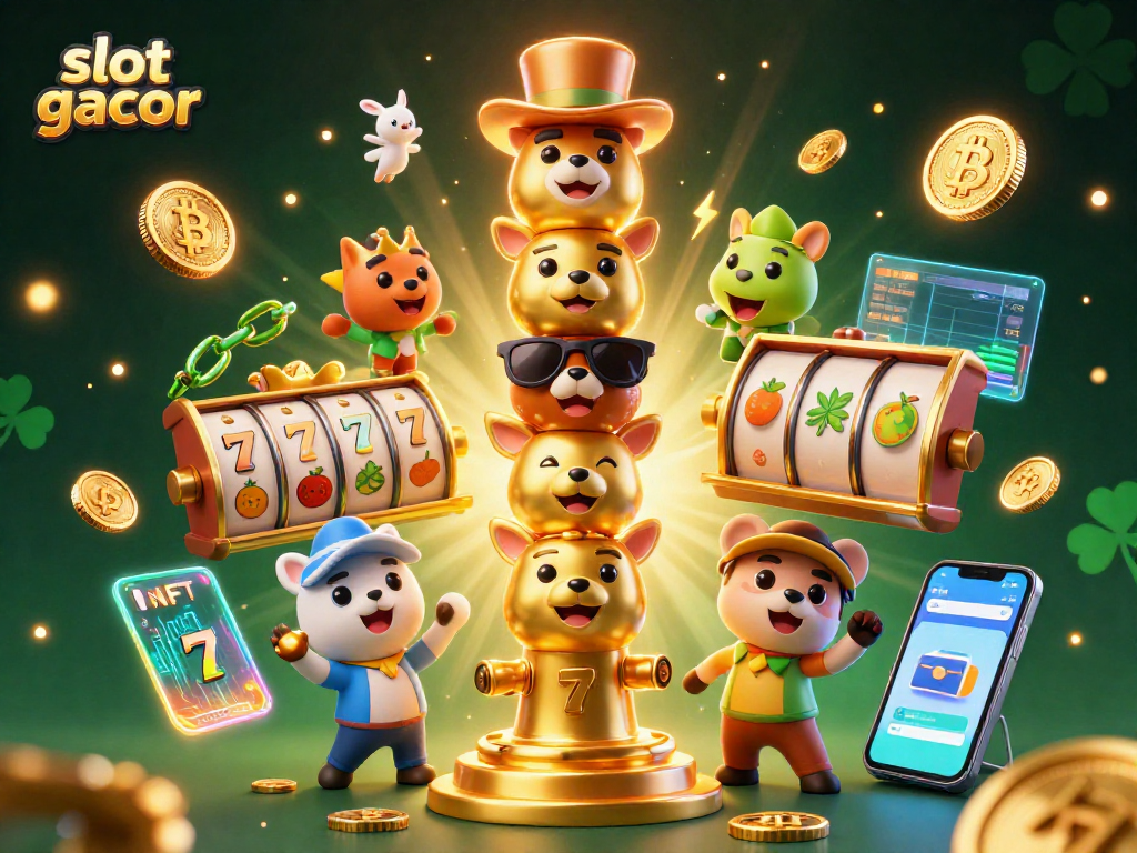 Experience excitement with slot gacor revealing jackpots amid vibrant casino elements.