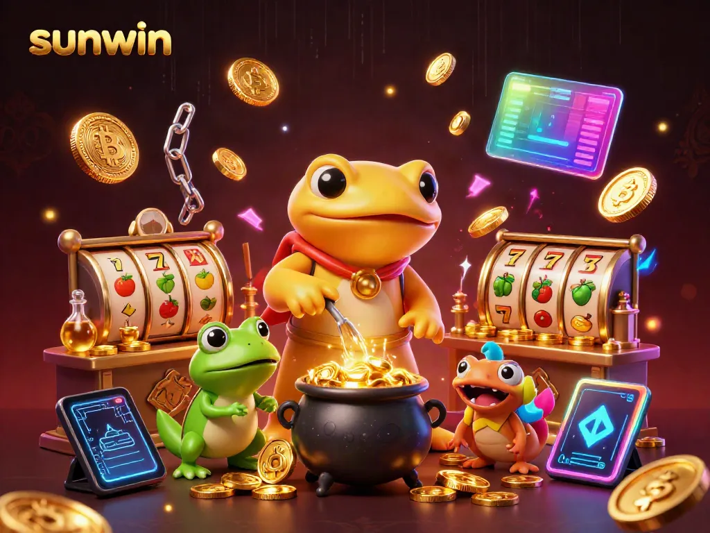 Engage in thrilling gameplay with sunwin, witnessing a golden salamander alchemist in a vibrant casino setting.