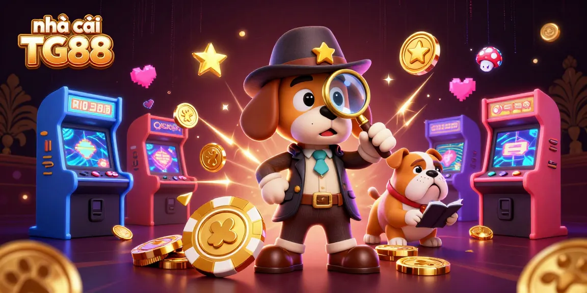 Engage with the vibrant world of nhà cái TG88 featuring an energetic detective and casino gaming elements.