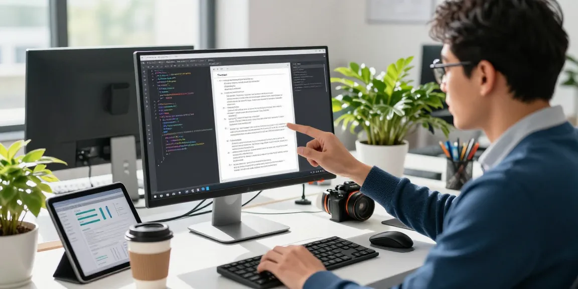 Data analyst engaged in document fraud detection analysis using high-resolution tools.