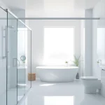 Enhance your bathroom with stylish shower doors sliding smoothly, featuring polished glass aesthetics.