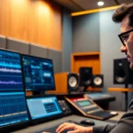 Creating online mastering using advanced audio technology in a professional studio.