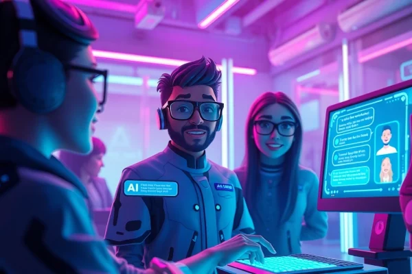 Engage with crush on ai in a vibrant virtual chat space showcasing interactive character avatars.