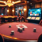 Players at a luxurious casino engaging with U888 link mới on sleek poker tables and vibrant slot machines.