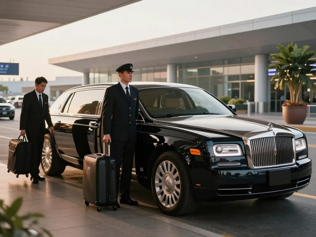 Elegant Lincoln Continental for a Plainfield to O’Hare limousine service, luxurious airport transfer scene.