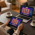 Engaging gameplay on the RR88 casino app at a cozy home setup with strategic gaming elements visible