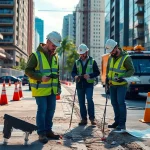 Utility surveyors London utilizing advanced GPR technology for accurate underground mapping in an urban environment.