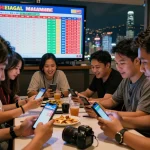Teman-teman dengan antusias memeriksa hasil Togel Hongkong HK Malam Ini selama pertemuan malam yang meriah.