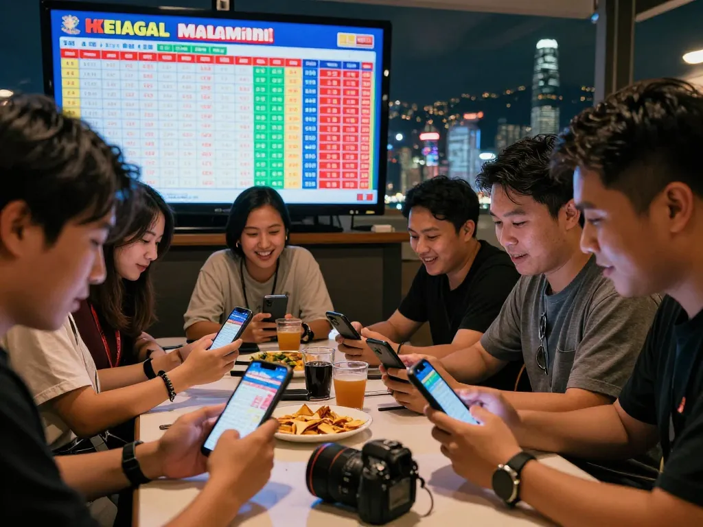 Teman-teman dengan antusias memeriksa hasil Togel Hongkong HK Malam Ini selama pertemuan malam yang meriah.