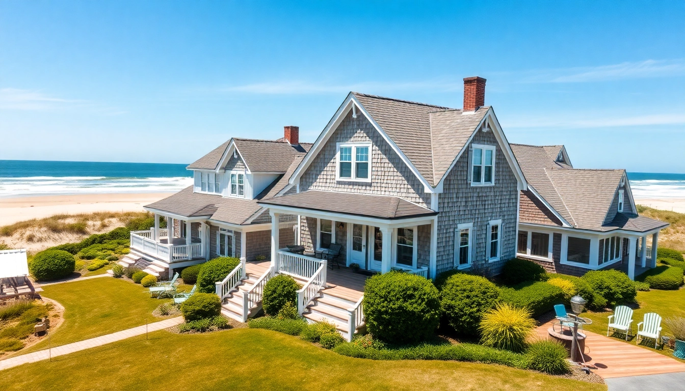 Cape Cod homes showcasing classic architecture amidst a serene seaside landscape.