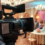 Event videography capturing a skilled videographer at a vibrant celebration.
