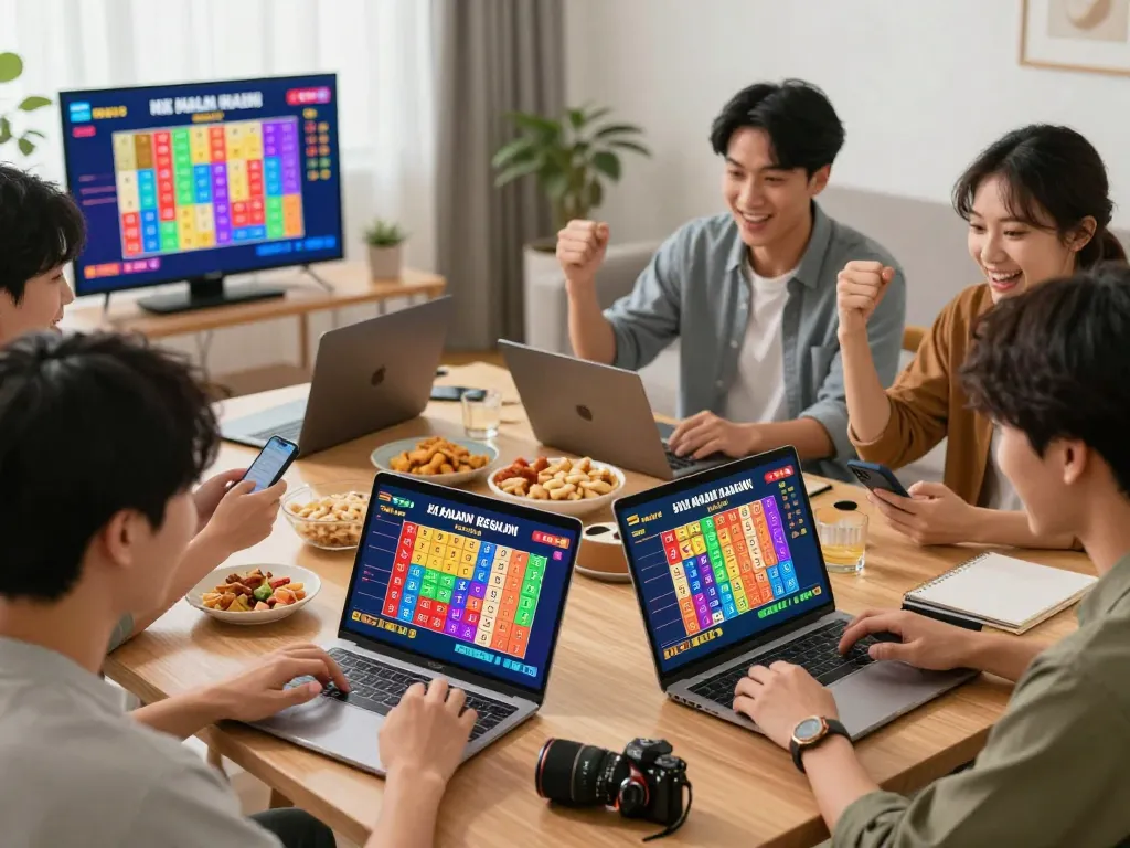 Pemain dengan antusias menunggu hasil HK Malam Ini dalam suasana taruhan online yang mendebarkan