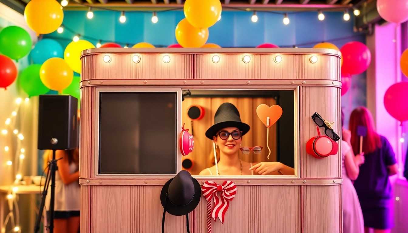 Guests enjoy a fun photo booth rental experience at a lively event.