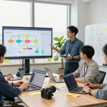 Automation spacialist collaborating in a modern office with automation workflows.