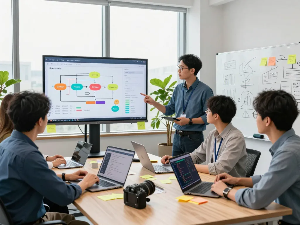 Automation spacialist collaborating in a modern office with automation workflows.