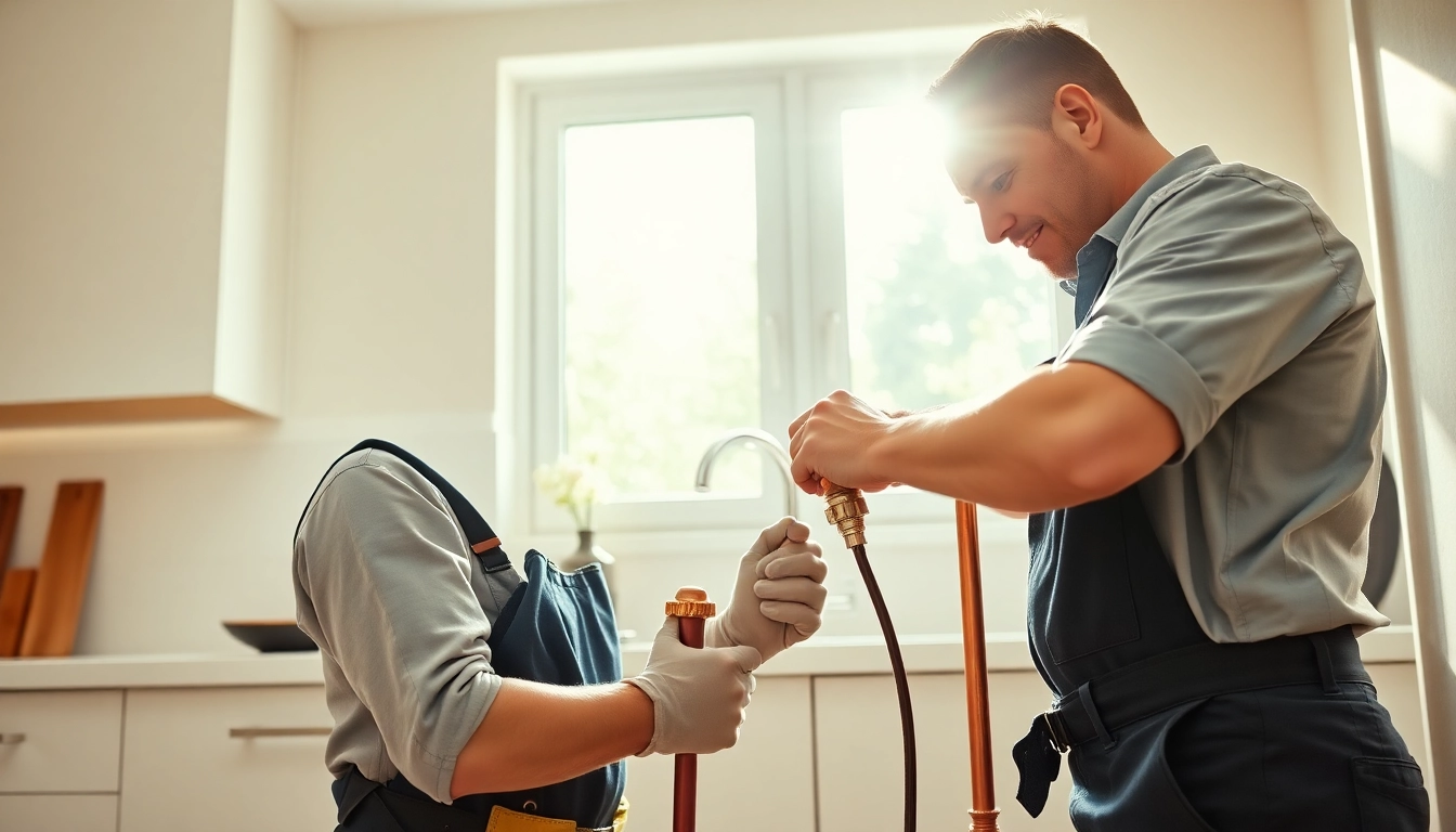 Whole house repiping services St Petersburg FL performed by a professional plumber in a modern kitchen.