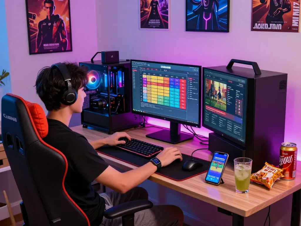 Hasil undian lotere HK Malam Ini ditampilkan dalam pengaturan permainan modern dengan seorang gamer yang antusias.