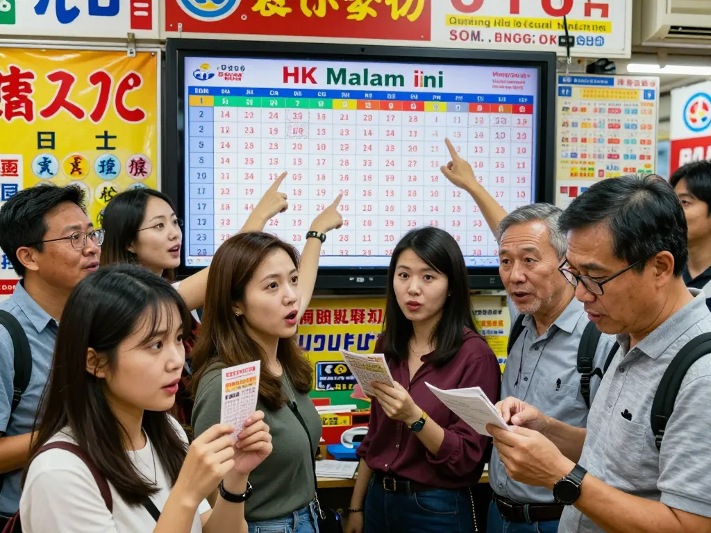 Pemain yang bersemangat memeriksa hasil HK Malam Ini di sebuah toko lotere yang ramai, menunjukkan keterlibatan komunitas.