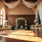 Showcase the Best Wedding Venue Jacksonville with an elegant setup featuring floral arrangements and exquisite seating.