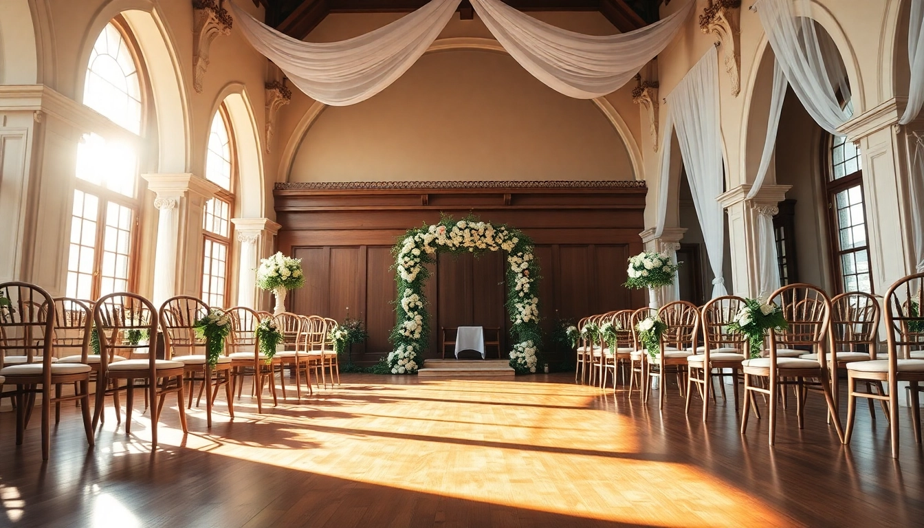 Showcase the Best Wedding Venue Jacksonville with an elegant setup featuring floral arrangements and exquisite seating.