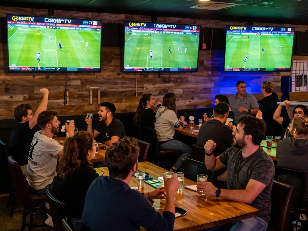 CakhiaTV showing live sports action with fans actively cheering in a vibrant atmosphere