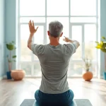 Patient exercising to relieve chronic low back pain with a physiotherapist's help.