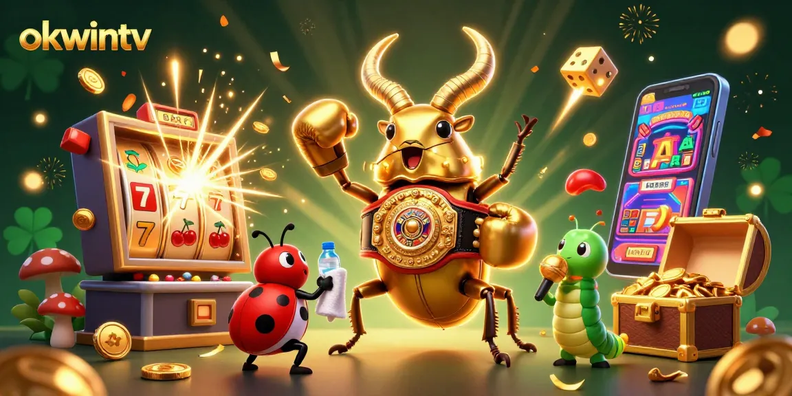 Join the excitement of okwintv with a dynamic casino battle scene featuring vibrant gaming elements.