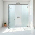 Indulge in elegant showers with this luxurious bathroom featuring a modern glass enclosure.