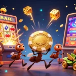 Play casino games amidst a thrilling heist with ants and dazzling casino elements.