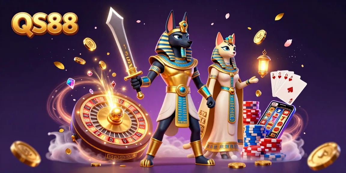 Experience thrilling wins at QS88 with vibrant 3D casino characters amidst dazzling gaming elements.