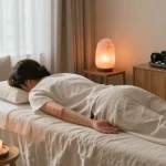Relaxing 김포출장마사지 experience in a cozy home setting with candles and soft lighting.