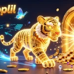 Experience the thrill with jorkpoplil; a dazzling digital casino scene illuminated by a neon tiger.