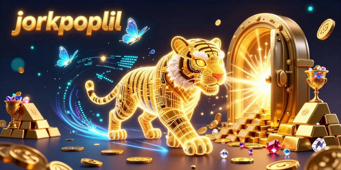 Experience the thrill with jorkpoplil; a dazzling digital casino scene illuminated by a neon tiger.